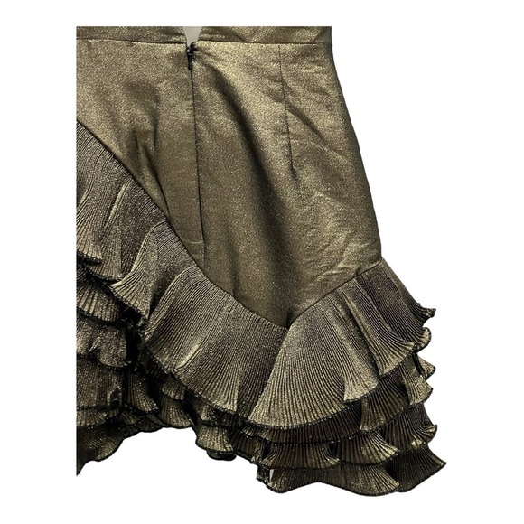 La Maison Talulah Golda Ruffle Mini Dress Black Gold Sparkle Glitter Small New - Picture 10 of 16